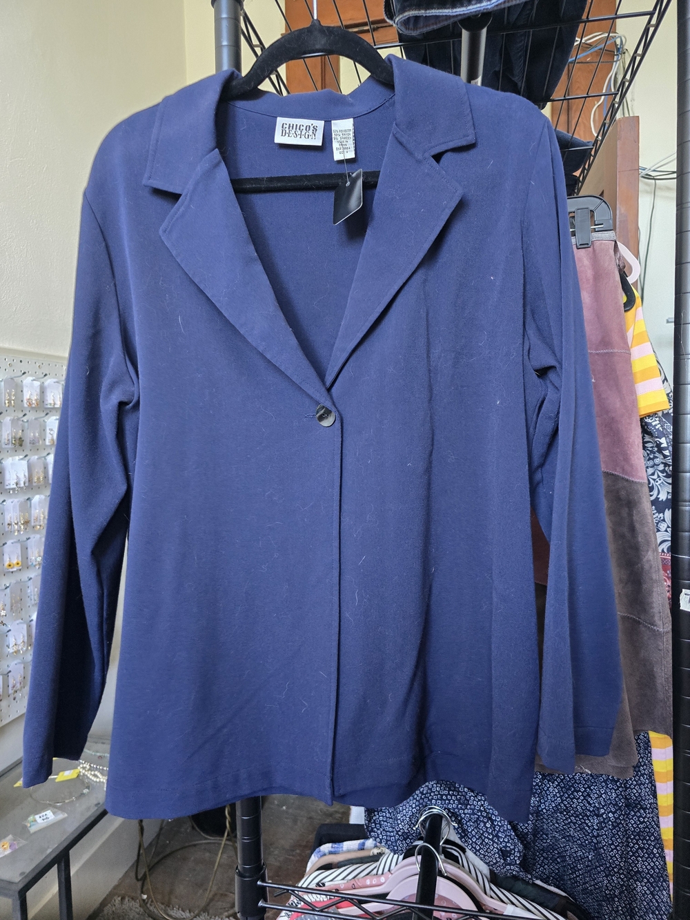 Chico's Navy Single-Button Blazer Jacket